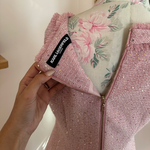 Karl Lagerfeld Pink Tweed Dress - Picture 6 of 6